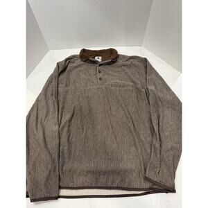 Southern Proper Men's Long Sleeve 1/4 Button Up Brown Herring Bone Pullover XXL